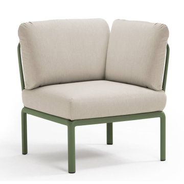 Element de colt Nardi Komodo 5, 78cm, cadru verde, perne gri Tech Panama
