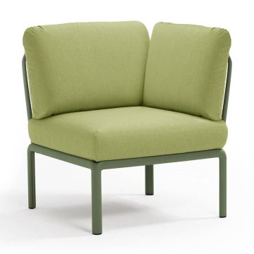 Element de colt Nardi Komodo 5, 78cm, cadru verde, perne verde avocado Sunbrella