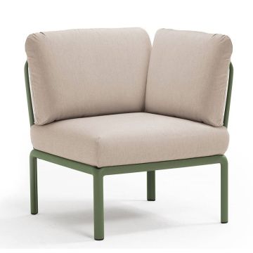 Element de colt Nardi Komodo 5, 78cm, cadru verde, perne canvas Sunbrella