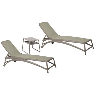 Set Nardi cu 2 sezlonguri Atlantico tortora - verde agave si o masuta Pop Tortora