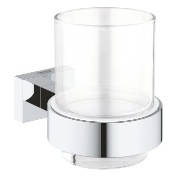 Pahar cu suport de perete Grohe Essentials Cube, crom
