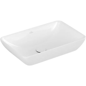 Lavoar tip bol Villeroy & Boch Venticello CeramicPlus 55x36cm, cu preaplin, montare pe blat, alb Alpin