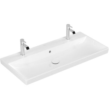 Lavoar dublu Villeroy & Boch Avento 100cm cu preaplin, montare pe mobilier, alb Alpin