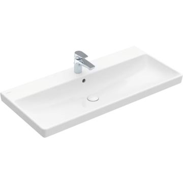 Lavoar Villeroy & Boch Avento CeramicPlus 100cm cu preaplin, montare pe mobilier, alb Alpin