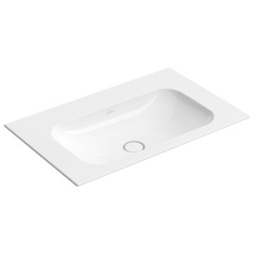 Lavoar Villeroy & Boch Finion Ceramic Plus, 80x50cm, montare pe mobilier, fara orificiu baterie, fara preaplin, alb