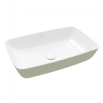 Lavoar tip bol Villeroy & Boch Artis 58x38cm, fara orificiu baterie, fara preaplin, montare pe blat, Sage Green