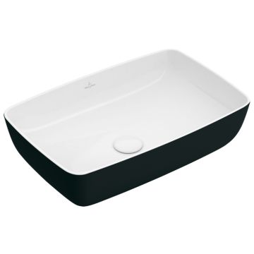 Lavoar tip bol Villeroy & Boch Artis 58x38cm, fara orificiu baterie, fara preaplin, montare pe blat, Coal Black
