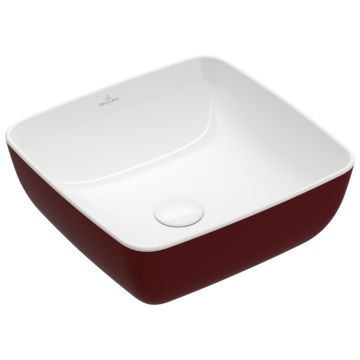Lavoar tip bol Villeroy & Boch Artis 41cm, fara orificiu baterie, fara preaplin, montare pe blat, Bordeaux