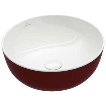 Lavoar tip bol Villeroy & Boch Artis 43cm, fara orificiu baterie, fara preaplin, montare pe blat, Bordeaux