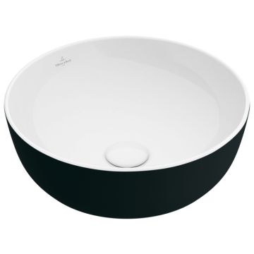 Lavoar tip bol Villeroy & Boch Artis 43cm, fara orificiu baterie, fara preaplin, montare pe blat, Coal Black