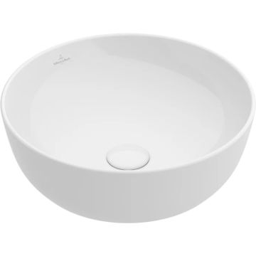 Lavoar tip bol Villeroy & Boch Artis 43cm CeramicPlus, fara orificiu baterie, fara preaplin, montare pe blat, alb Alpin