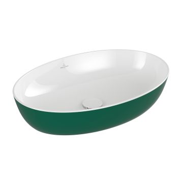 Lavoar tip bol Villeroy & Boch Artis 61x41cm, fara orificiu baterie, fara preaplin, montare pe blat, Forest