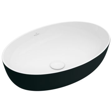 Lavoar tip bol Villeroy & Boch Artis 61x41cm, fara orificiu baterie, fara preaplin, montare pe blat, Coal Black