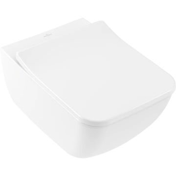 Set vas WC suspendat Villeroy & Boch Venticello CeramicPlus DirectFlush cu capac slim inchidere lenta, alb Alpin