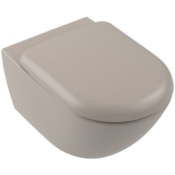 Vas wc suspendat Villeroy & Boch Antao Rimless TwistFlush, Ceramic Plus, 37x56cm, Almond