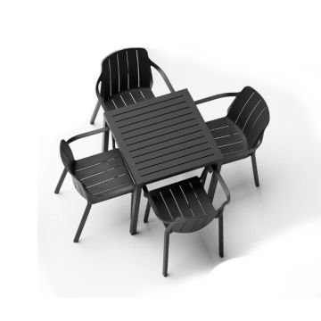 Set Nardi cu masa Cube 80x80cm si 4 scaune Tiberina Bistrot antracit 
