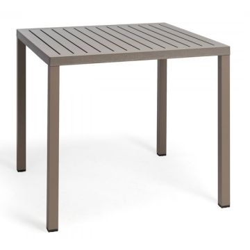Masa exterior Nardi Cube 80x80cm, h 75.5cm, baza aluminiu, tortora