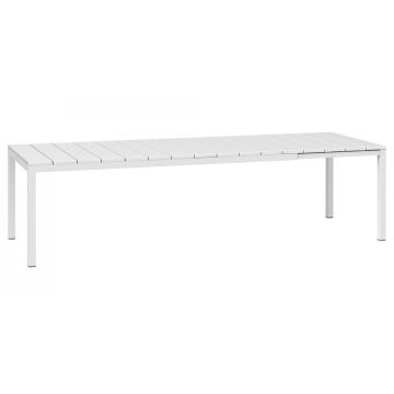 Masa exterior Nardi Rio 210 extensibila, max 280x100cm, baza aluminiu, alb