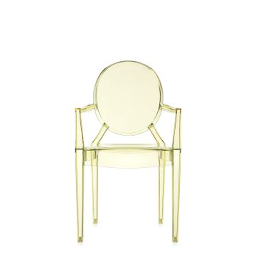 Set 2 scaune Kartell Louis Ghost design Philippe Starck, galben pai transparent