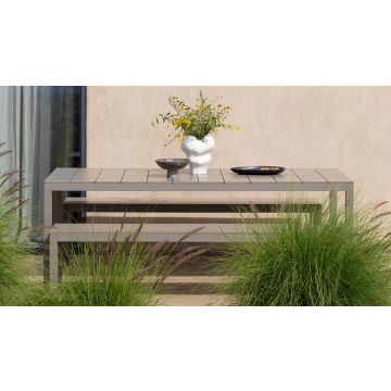 Set Nardi cu masa extensibila Rio 210 cu baza aluminiu si 2 bancute tortora