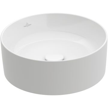 Lavoar tip bol Villeroy & Boch Collaro 40cm rotund, fara orificiu baterie, fara preaplin, alb