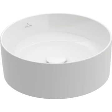 Lavoar tip bol Villeroy & Boch Collaro CeramicPlus 40cm rotund, fara orificiu baterie, fara preaplin, alb Alpin
