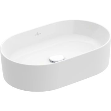 Lavoar tip bol Villeroy & Boch Collaro CeramicPlus 56x36cm oval, fara orificiu baterie, fara preaplin, alb, alb Alpin