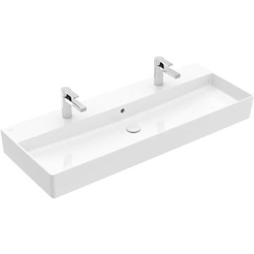 Lavoar dublu Villeroy & Boch Memento 2.0 CeramicPlus 120cm cu preaplin, alb Alpin