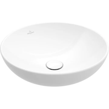 Lavoar rotund tip bol Villeroy & Boch Loop & Friends 38cm cu preaplin, material TitanCeram, montare pe blat, alb Alpin