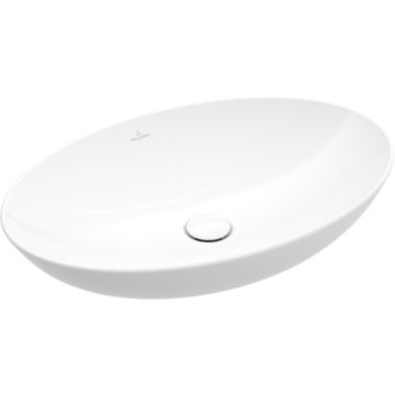 Lavoar rotund tip bol Villeroy & Boch Loop & Friends Ceramic Plus 62x42cm cu preaplin, material TitanCeram, montare pe blat,alb Alpin