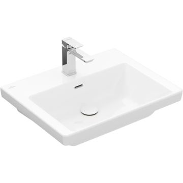 Lavoar Villeroy & Boch Subway 3.0 CeramicPlus 60x47cm cu preaplin si finisaj suplimentar, alb Alpin