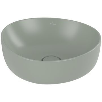 Lavoar tip bol Villeroy & Boch Antao Ceramic Plus 40x39.5cm, ventil fix cu capac ceramic, Morning Green