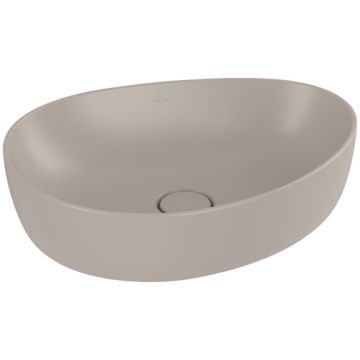 Lavoar tip bol Villeroy & Boch Antao Ceramic Plus 51x40cm, ventil fix cu capac ceramic, Almond