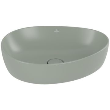 Lavoar tip bol Villeroy & Boch Antao Ceramic Plus 51x40cm, ventil fix cu capac ceramic, Morning Green