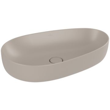 Lavoar tip bol Villeroy & Boch Antao Ceramic Plus 65x40cm, ventil fix cu capac ceramic, Almond