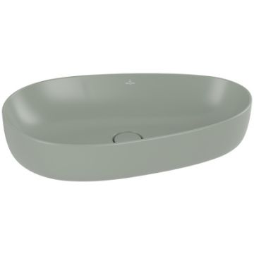 Lavoar tip bol Villeroy & Boch Antao Ceramic Plus 65x40cm, ventil fix cu capac ceramic, Morning Green