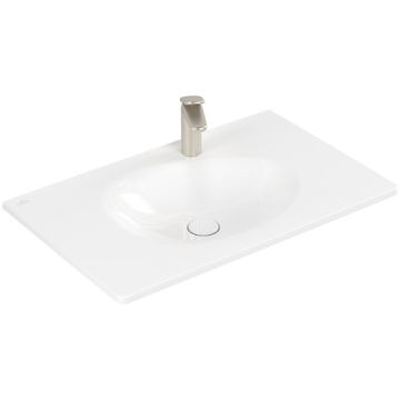 Lavoar Villeroy & Boch Antao Ceramic Plus 80x50cm, fara preaplin, montare pe mobilier, ventil fix cu capac ceramic, White Alpin