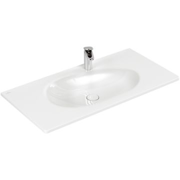 Lavoar Villeroy & Boch Antao Ceramic Plus 100x50cm, fara preaplin, montare pe mobilier, ventil fix cu capac ceramic, White Alpin