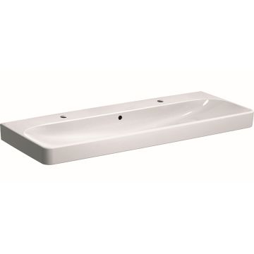 Lavoar dublu Geberit Smyle Square 120x48cm, montare pe mobilier, alb