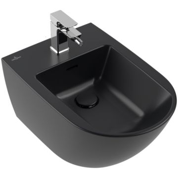 Bideu suspendat Villeroy & Boch Antao Ceramic Plus 37.5x56cm, Pure Black