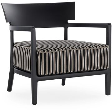 Fotoliu exterior Kartell Cara Mat Outdoor design Philippe Starck & Sergio Schito, cadru negru mat, perne negru - taupe