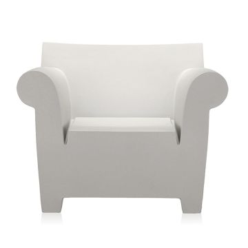 Fotoliu Kartell Bubble, design Philippe Starck, alb zinc