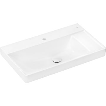 Lavoar asimetric Hansgrohe Xelu Q 80x48cm, polita dreapta, fara preaplin, montare pe mobilier, SmartClean, alb