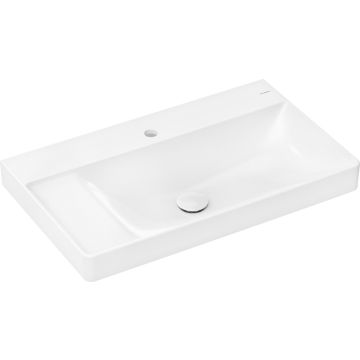Lavoar asimetric Hansgrohe Xelu Q 80x48cm, polita stanga, fara preaplin, montare pe mobilier, SmartClean, alb