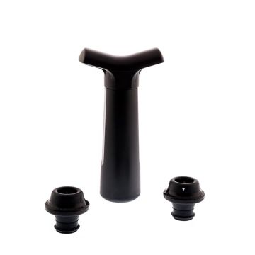 Set pompa vacuum si 2 dopuri pentru sticle de vin Koala Rose, negru