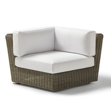 Element de colt Point Heritage, structura aluminiu, cadru maro, textil alb G1 22