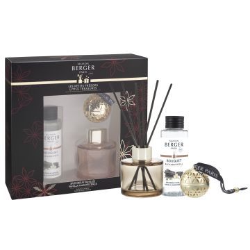 Difuzor parfum camera Maison Berger Little Treasures mini Pomelis Nude cu parfum Splendeur Vanillee 90ml + decoratiune parfumata