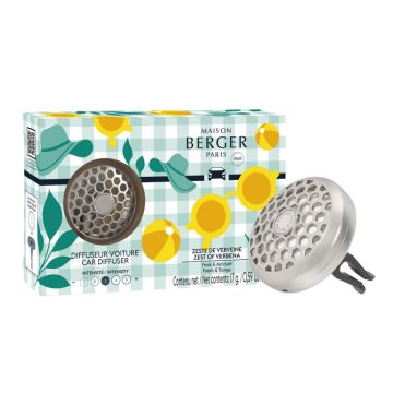 Set odorizant masina Maison Berger Summer Silver + rezerva ceramica Zeste de Verveine