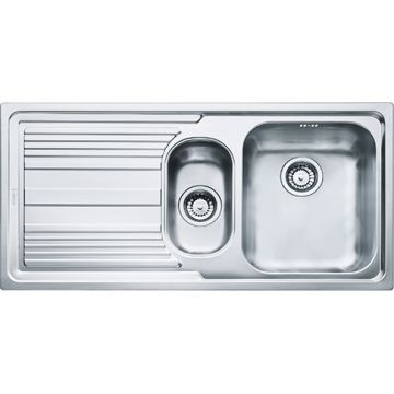 Chiuveta bucatarie Franke Logica Line LLL 651 cu 2 cuve si picurator stanga, 1000x500mm, inox dekor
