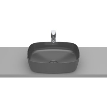 Lavoar tip bol Roca Inspira Soft, 500x370mm, fara orificiu baterie, fara preaplin, montare pe blat, onyx